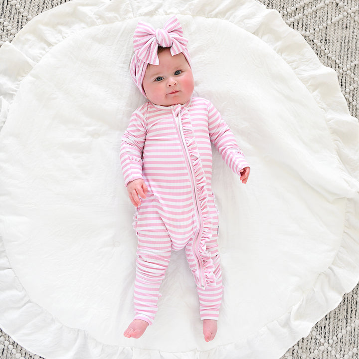 Lana Pink Ribbed RUFFLE ZIP