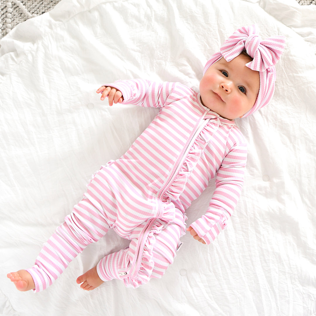 Lana Pink Ribbed RUFFLE ZIP