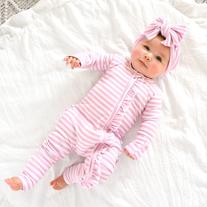 Lana Pink Ribbed RUFFLE ZIP