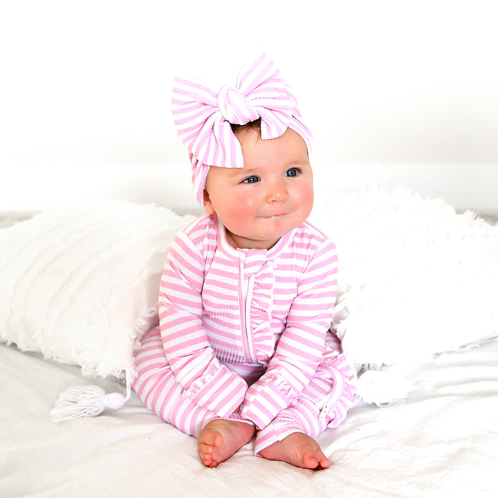 Lana Pink Ribbed RUFFLE ZIP