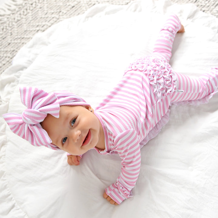 Lana Pink Ribbed RUFFLE ZIP
