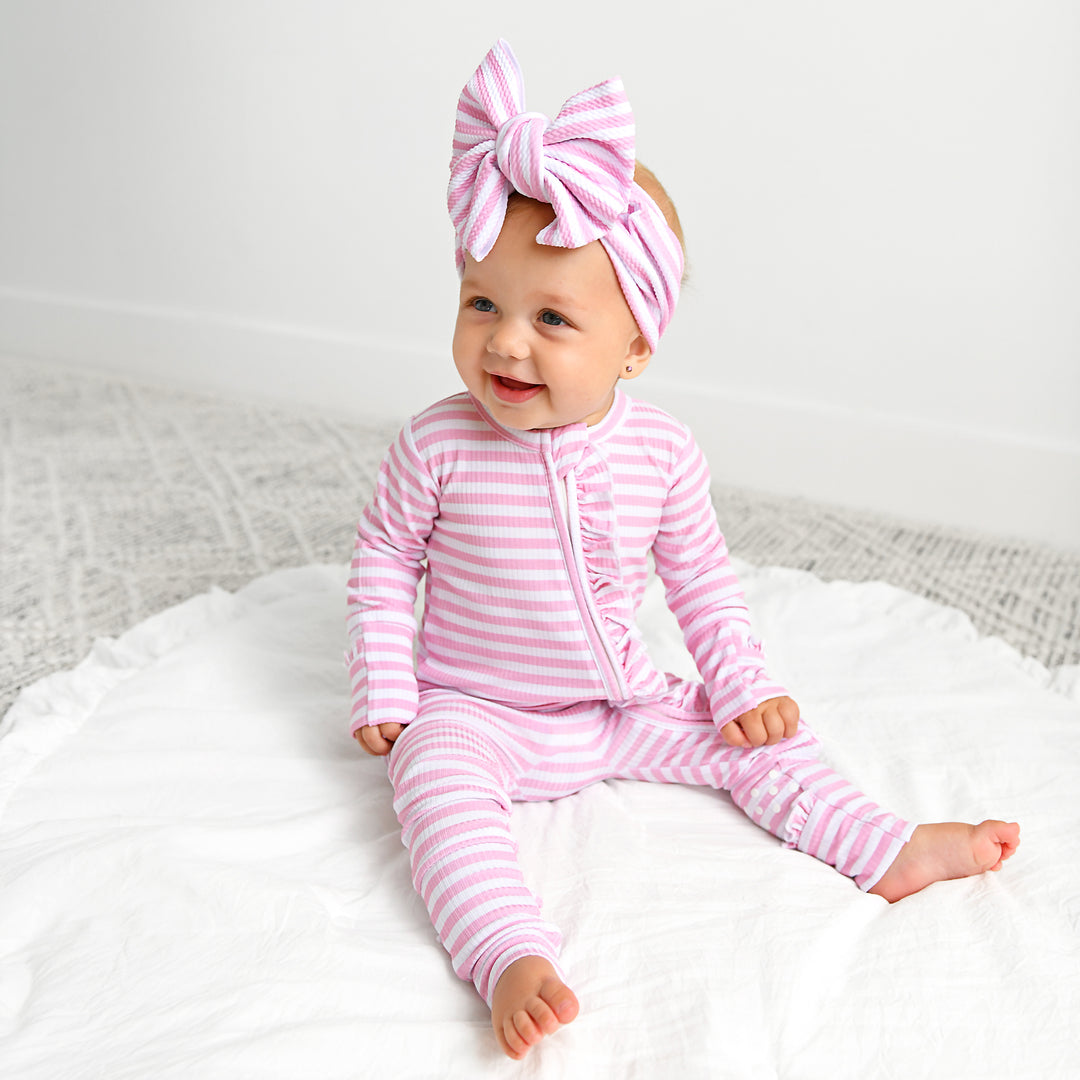Lana Pink Ribbed RUFFLE ZIP