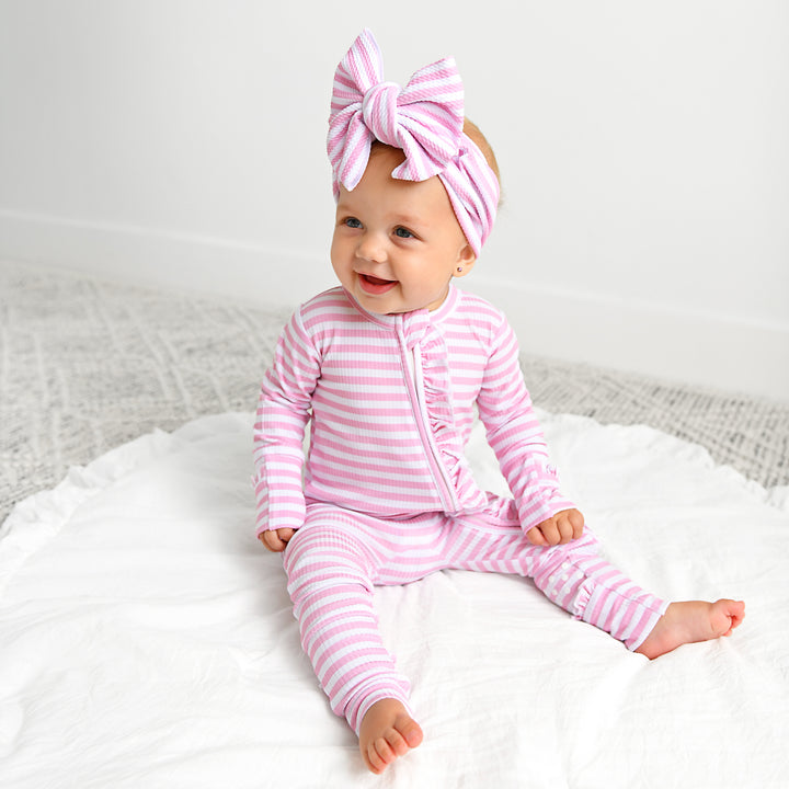 Lana Pink Ribbed RUFFLE ZIP