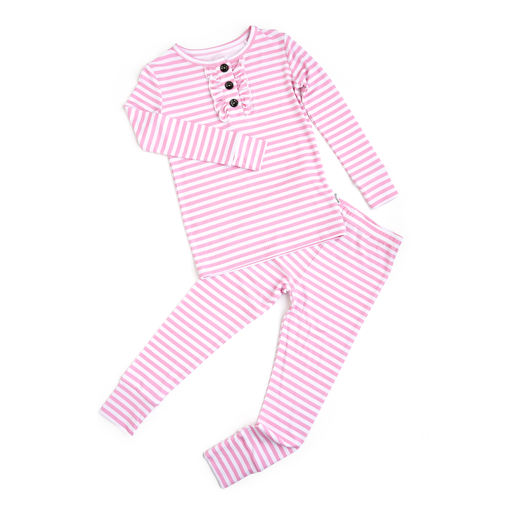 Lana Pink Ribbed RUFFLE TWO PIECE