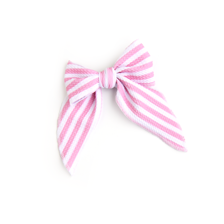 Lana Pink Stripe CLIP BOW