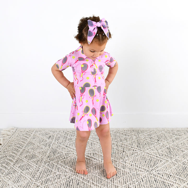 Serena Pink Tennis CLIP BOW - Gigi and Max