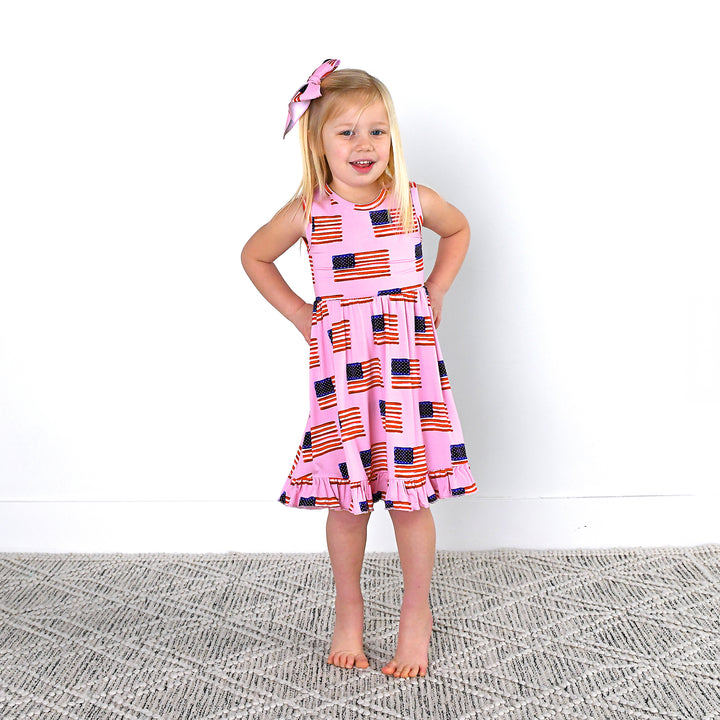 Betty Pink Flag CLIP BOW