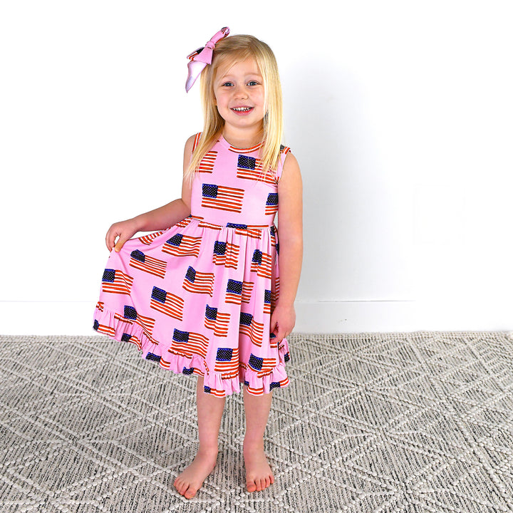 Betty Pink Flag CLIP BOW