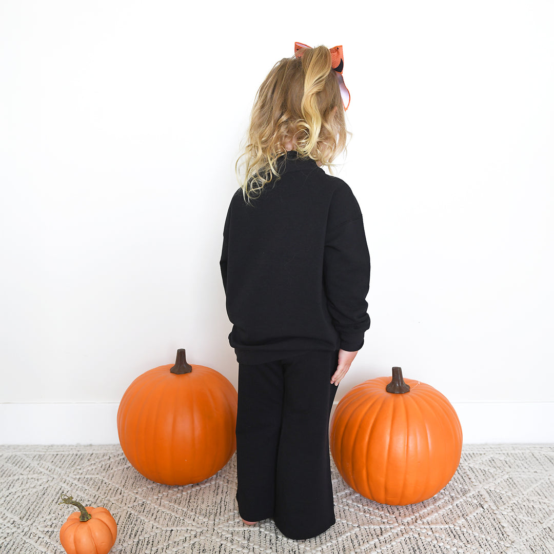 Black MOCK NECK FLARE SWEATSUIT - Gigi and Max