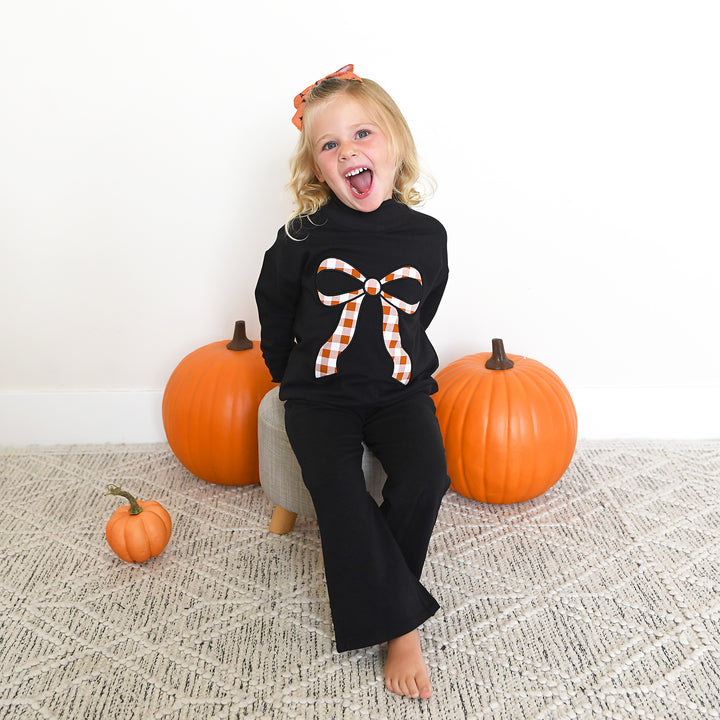 Black MOCK NECK FLARE SWEATSUIT - Gigi and Max