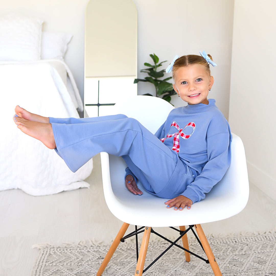 Blue MOCKNECK FLARE SWEATSUIT - Gigi and Max