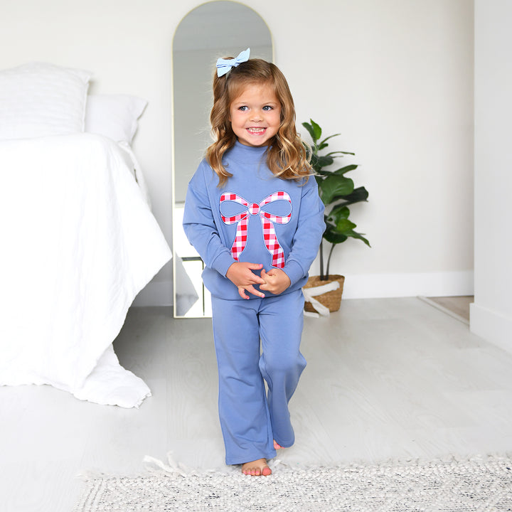 Blue MOCKNECK FLARE SWEATSUIT