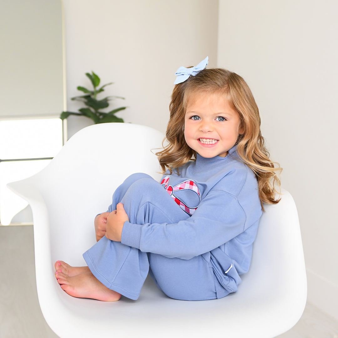 Blue MOCKNECK FLARE SWEATSUIT