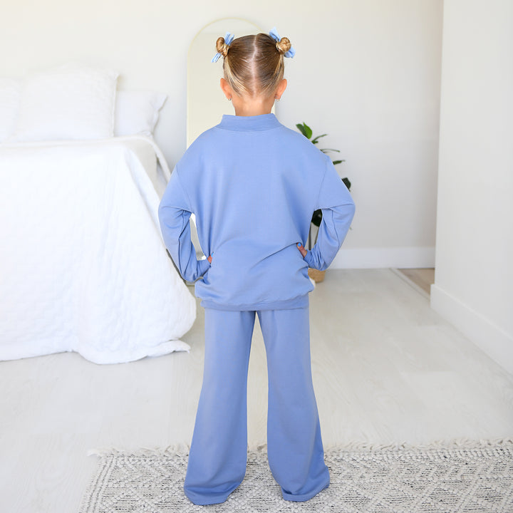Blue MOCKNECK FLARE SWEATSUIT - Gigi and Max