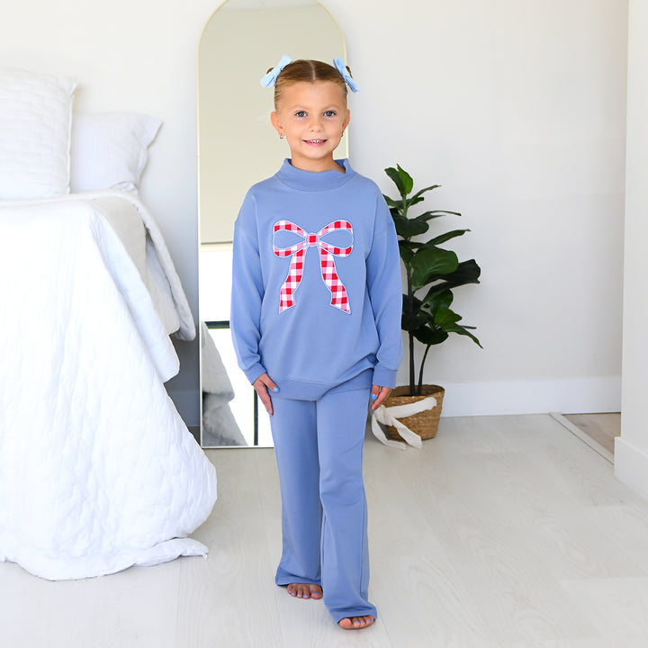 Blue MOCKNECK FLARE SWEATSUIT - Gigi and Max