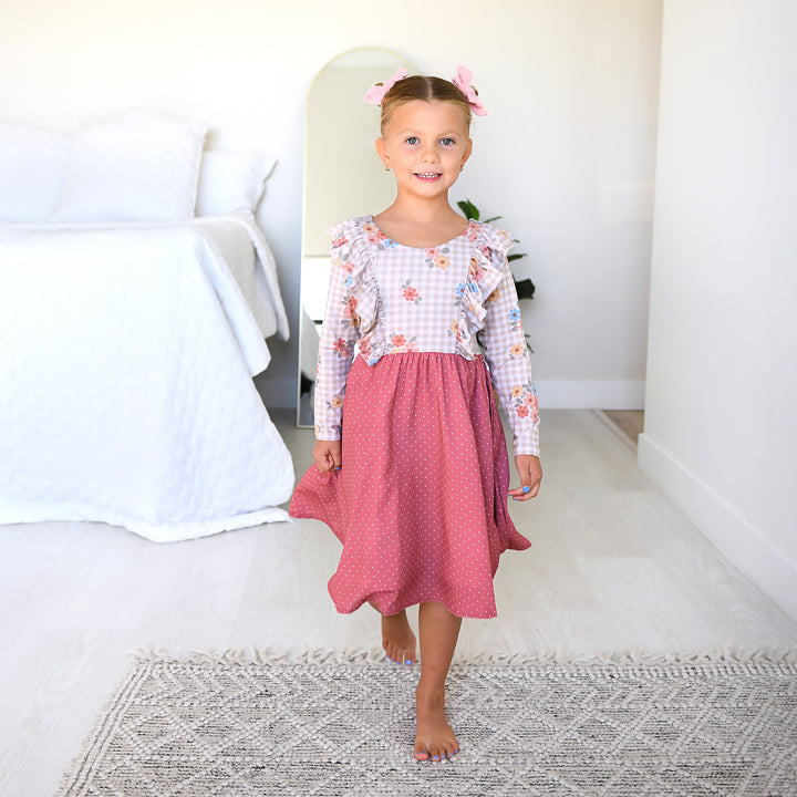 Callie RUFFLE LONG SLEEVE DRESS - Gigi and Max
