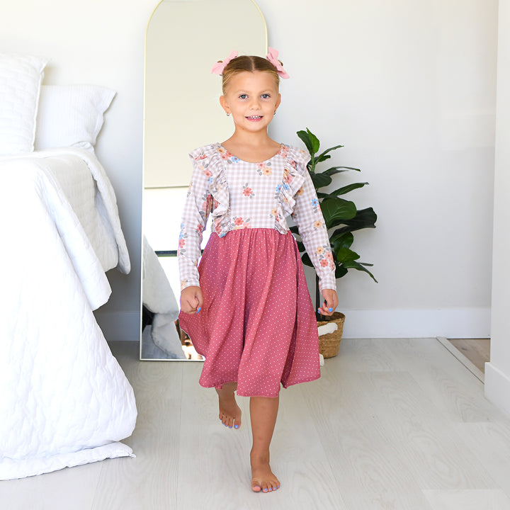 Callie RUFFLE LONG SLEEVE DRESS - Gigi and Max