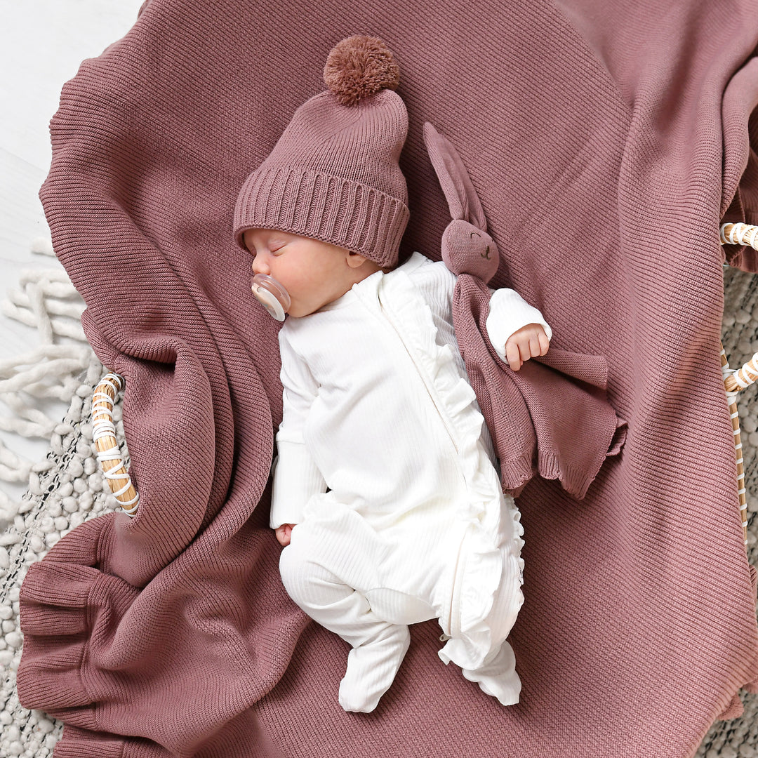 Mauve KNIT POM BEANIE - Gigi and Max