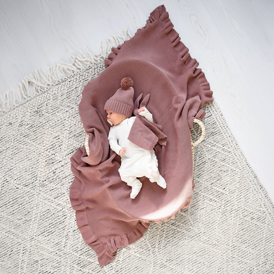 Mauve KNIT POM BEANIE - Gigi and Max