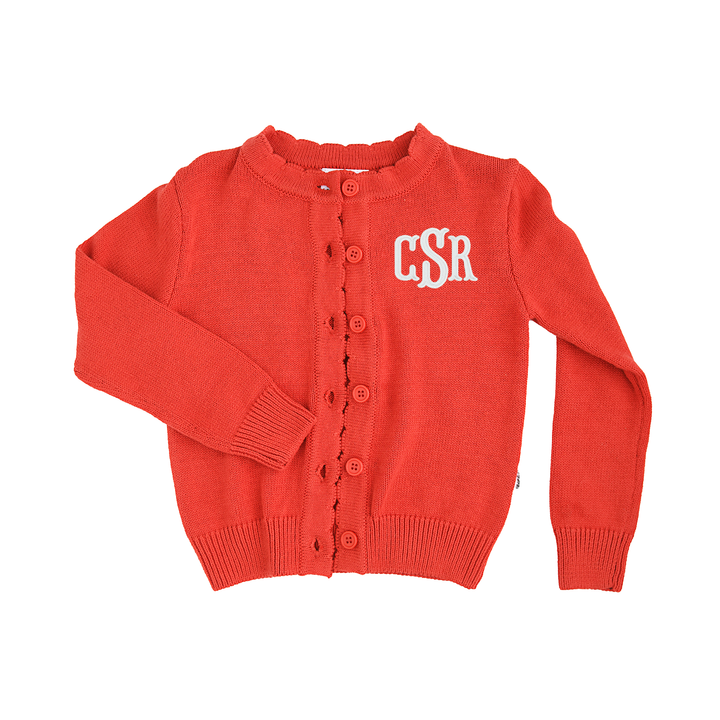 Custom Monogram Cranberry CARDIGAN - Gigi and Max