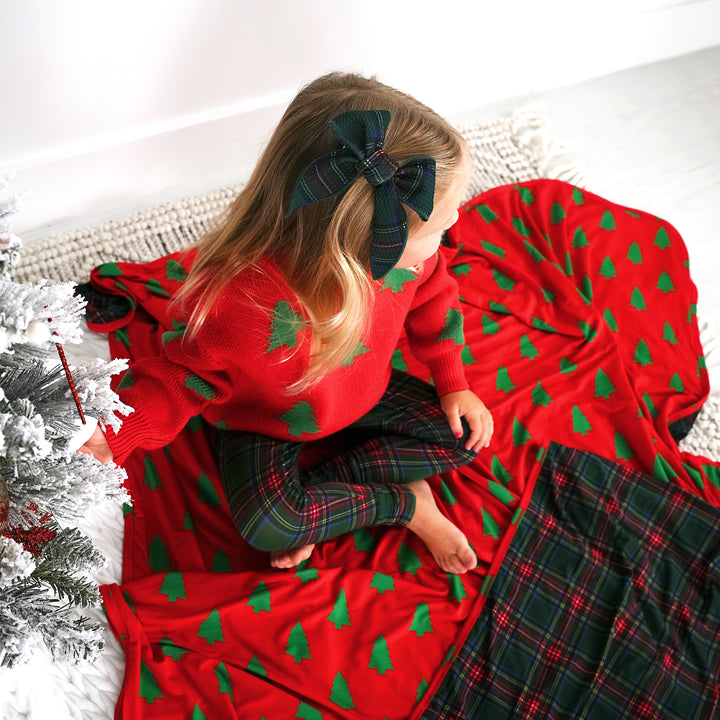 Kane Tartan & Kevin Trees Double Layer Blanket - Gigi and Max