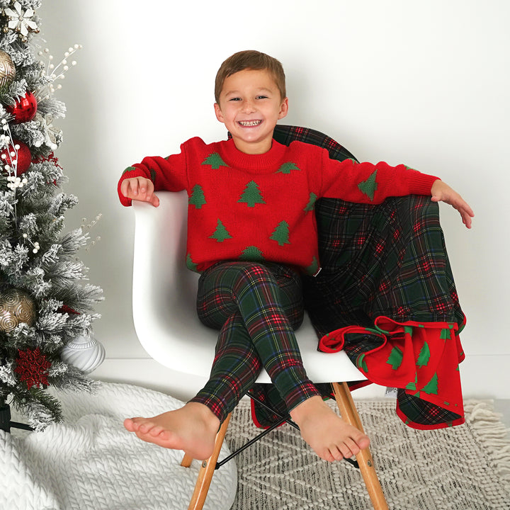 Kane Tartan & Kevin Trees Double Layer Blanket - Gigi and Max