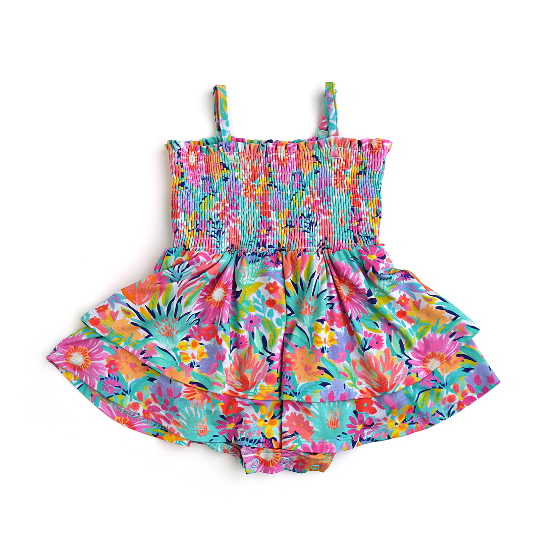 Megan Floral SMOCKED TIERED TUTU - Gigi and Max