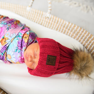 Magenta POM BEANIE - Gigi and Max