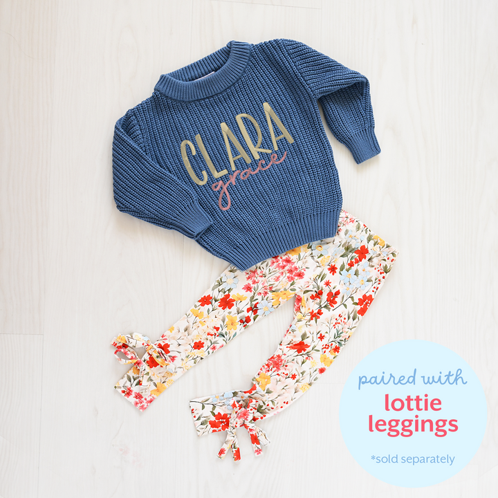 CUSTOM Steel Blue SWEATER monogram - Gigi and Max