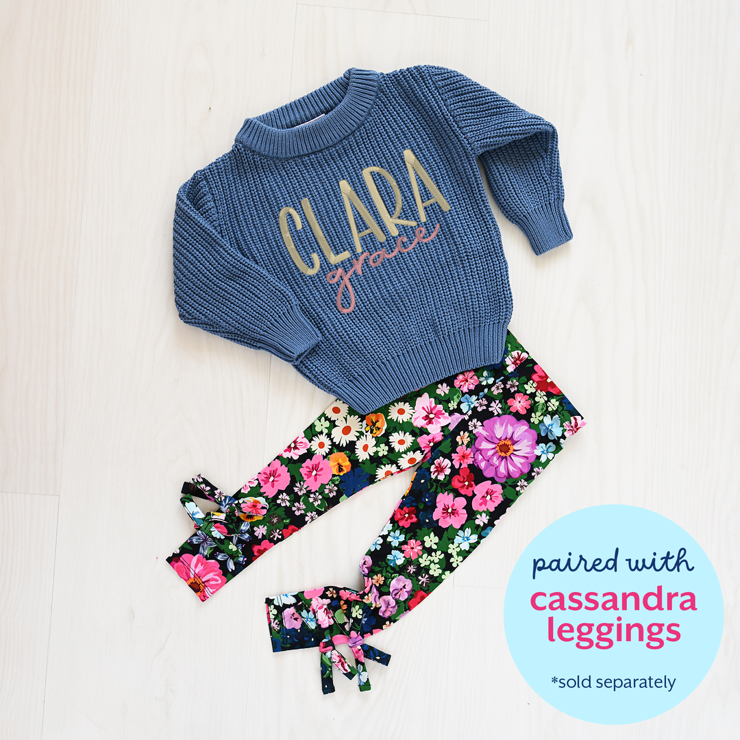 CUSTOM Steel Blue SWEATER monogram - Gigi and Max