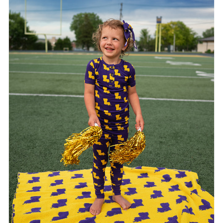 Louisiana Purple & Gold CLIP BOW - Gigi and Max