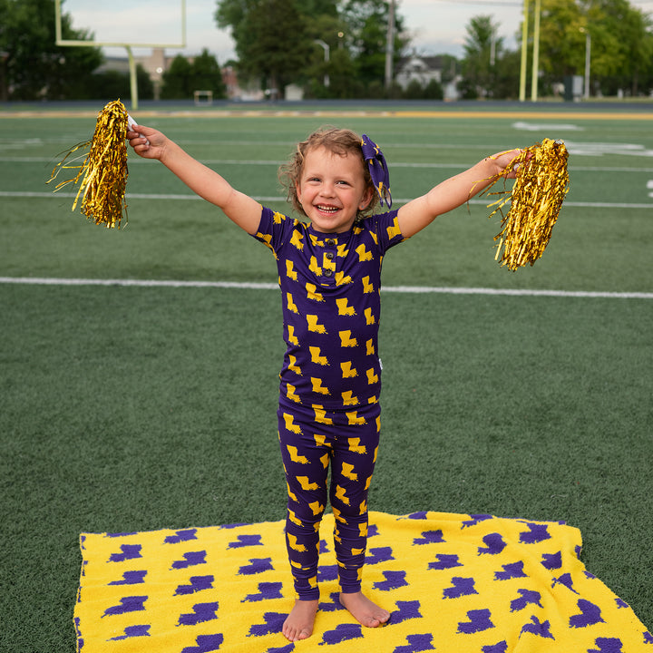 Louisiana Purple & Gold CLIP BOW - Gigi and Max
