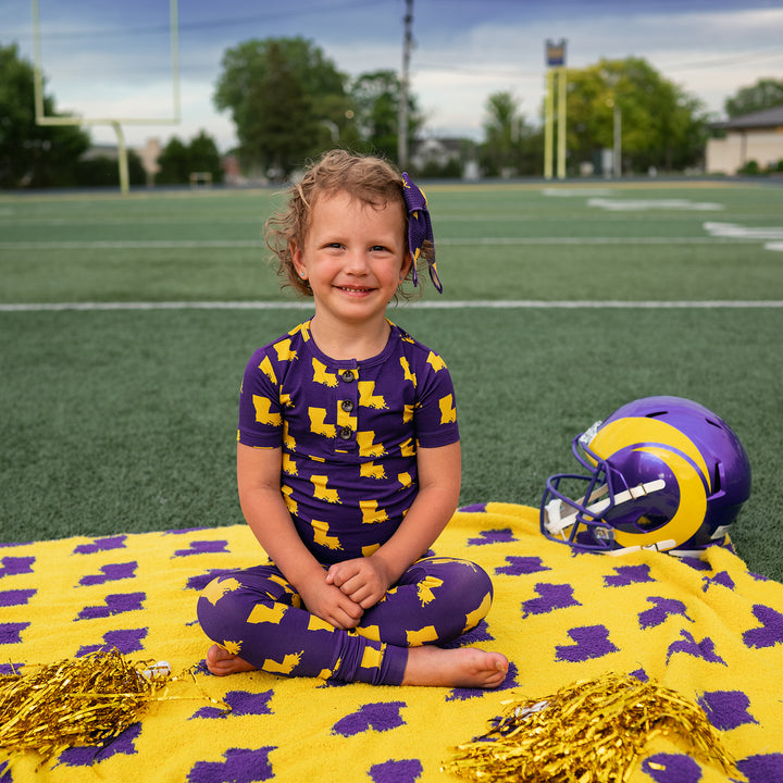 Louisiana Purple & Gold CLIP BOW - Gigi and Max