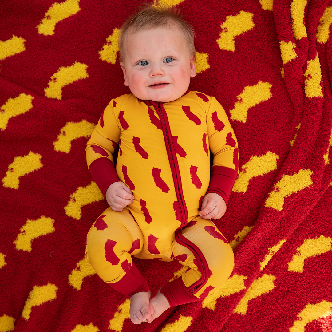 California Gold & Cardinal PLUSH BLANKET - Gigi and Max