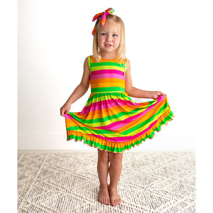 Stephanie Stripe TANK RUFFLE TWIRL DRESS - Gigi and Max