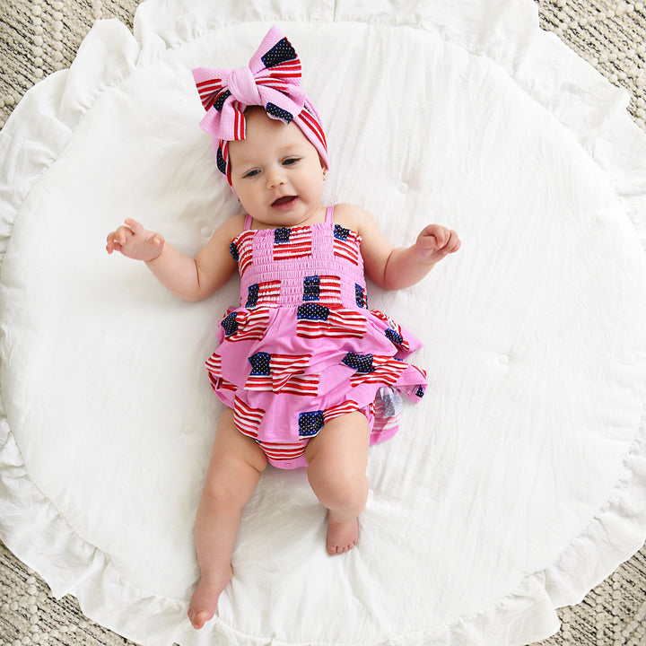 Betty Pink Flag SMOCKED TIERED TUTU - Gigi and Max