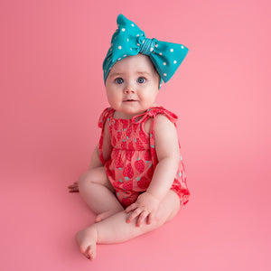 Annabelle Strawberries SMOCKED BUBBLE ROMPER - Gigi and Max