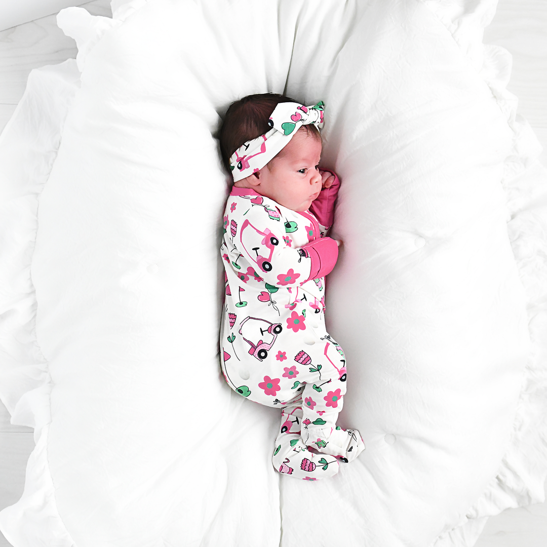 Lexi Pink Golf TOPKNOT HEADBAND - Gigi and Max