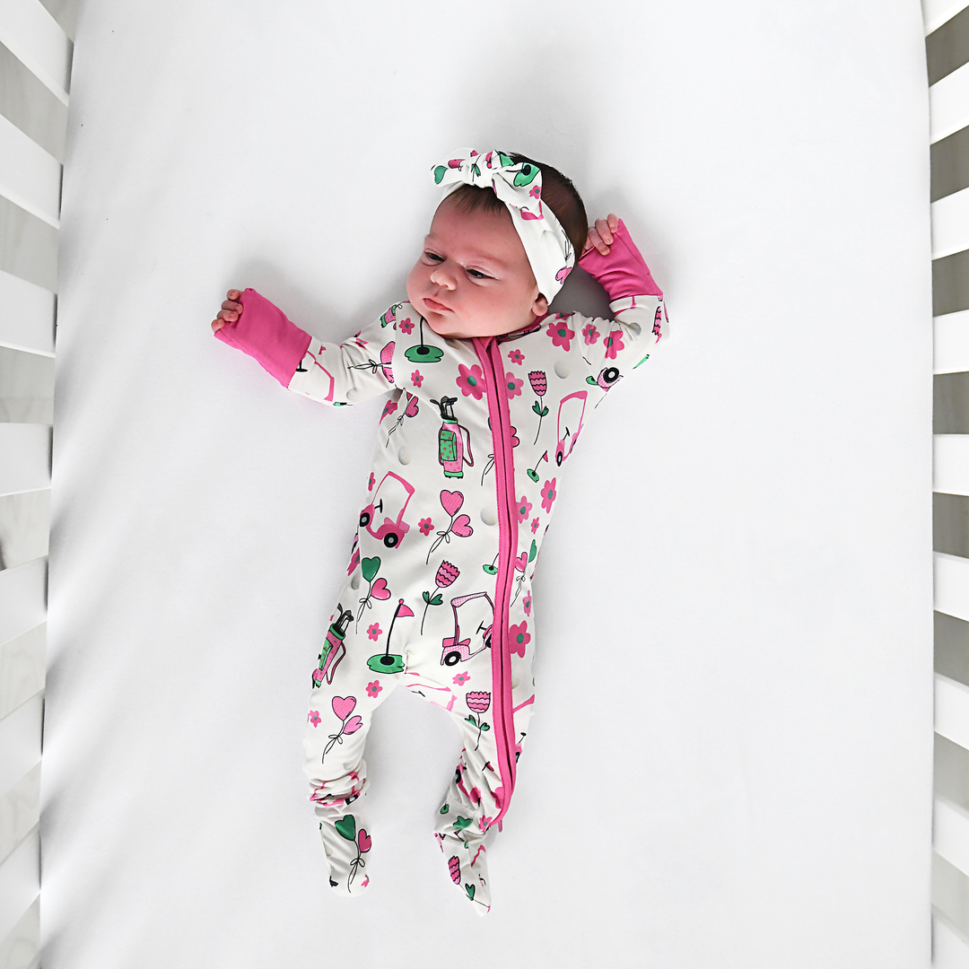 Lexi Pink Golf TOPKNOT HEADBAND - Gigi and Max