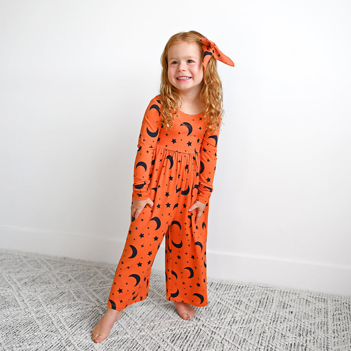 Blaise Orange Moon WIDE LEG ROMPER - Gigi and Max