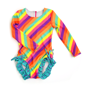 Amanda Stripe LONG SLEEVE RASH GUARD SWIMSUIT - Gigi and Max