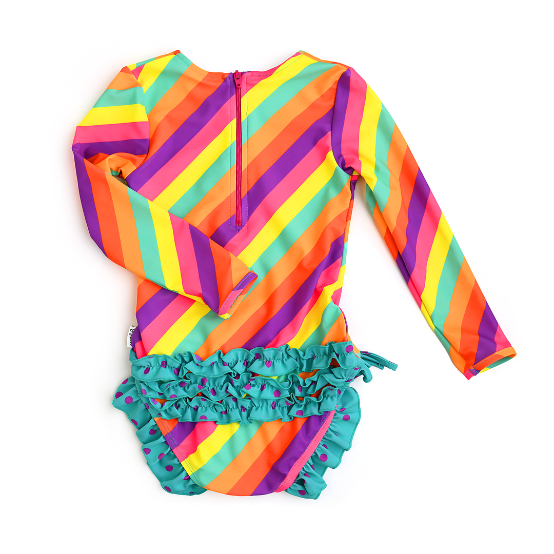 Amanda Stripe LONG SLEEVE RASH GUARD SWIMSUIT - Gigi and Max