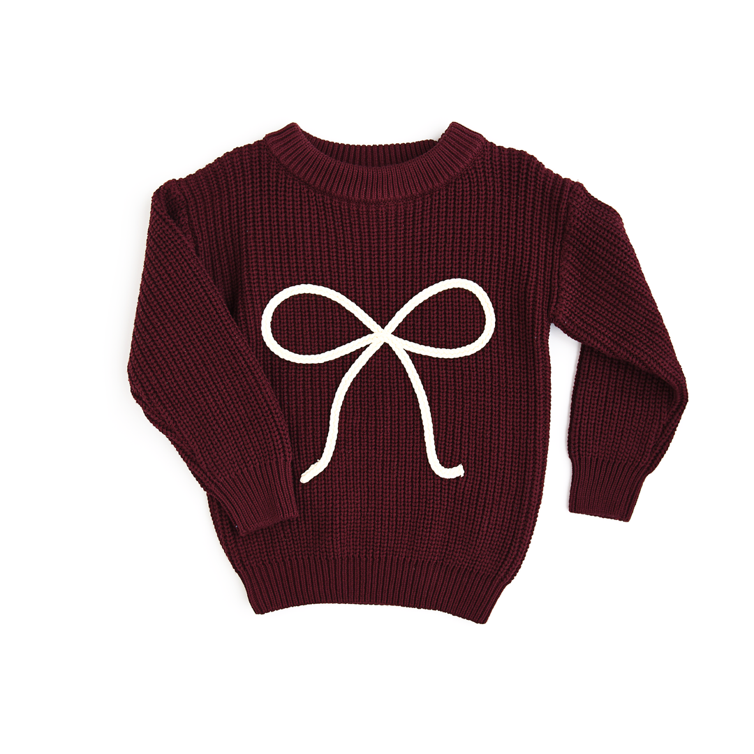 Maroon Bow SWEATER - Gigi and Max