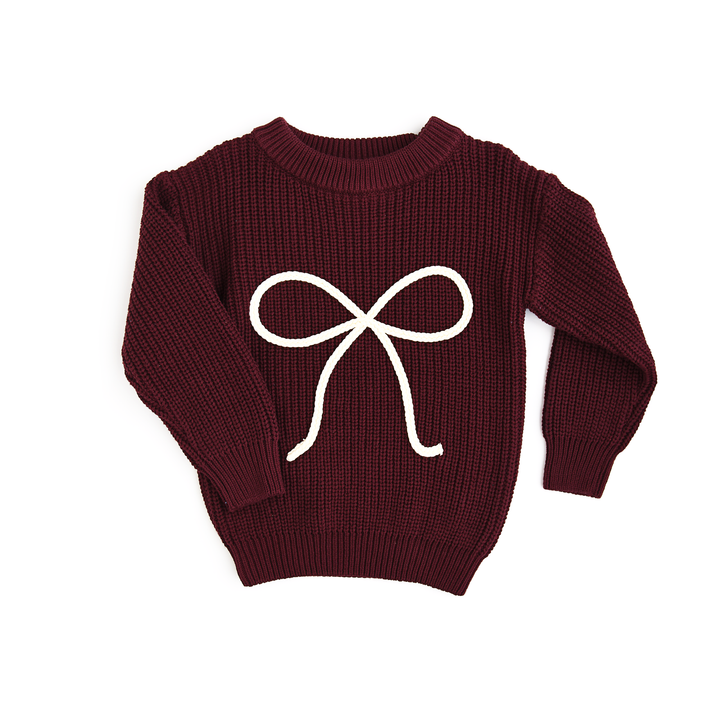 Maroon Bow SWEATER - Gigi and Max