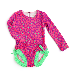 Tara Leopard LONG SLEEVE RASH GUARD SWIMSUIT - Gigi and Max