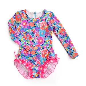 Megan Floral LONG SLEEVE RASH GUARD SWIMSUIT - Gigi and Max