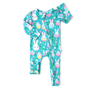 Teal Bunny + Eggs ZIP - Gigi and Max