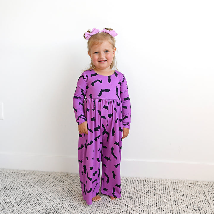 Echo Purple Bats WIDE LEG ROMPER - Gigi and Max