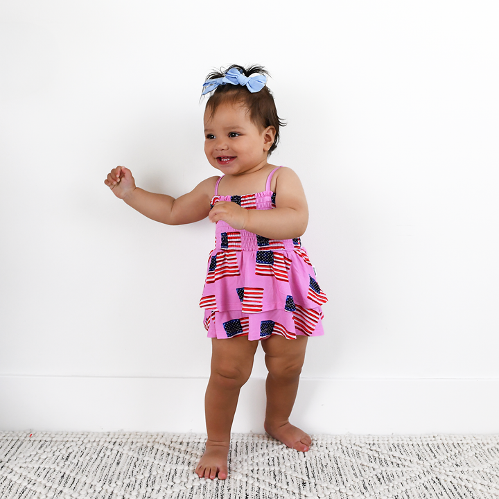 Betty Pink Flag SMOCKED TIERED TUTU - Gigi and Max