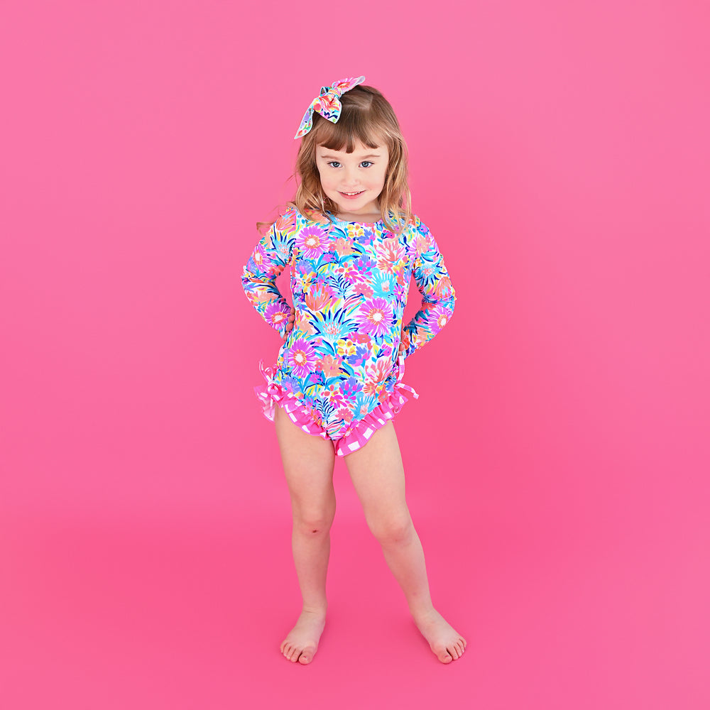 Megan Floral LONG SLEEVE RASH GUARD SWIMSUIT - Gigi and Max